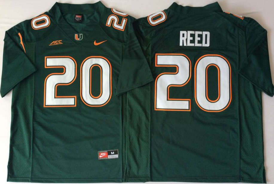 Men Miami Hurricanes 20 Reed Green Nike Stitched NCAA Jersey
